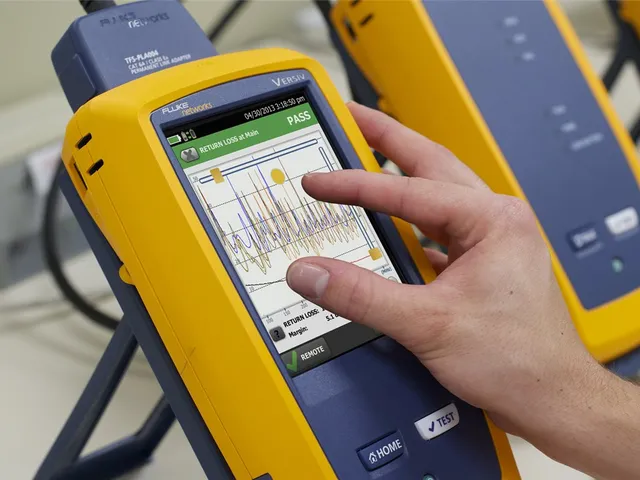 Pantalla de un certificador Fluke Versiv con resultado PASS de pérdida de retorno